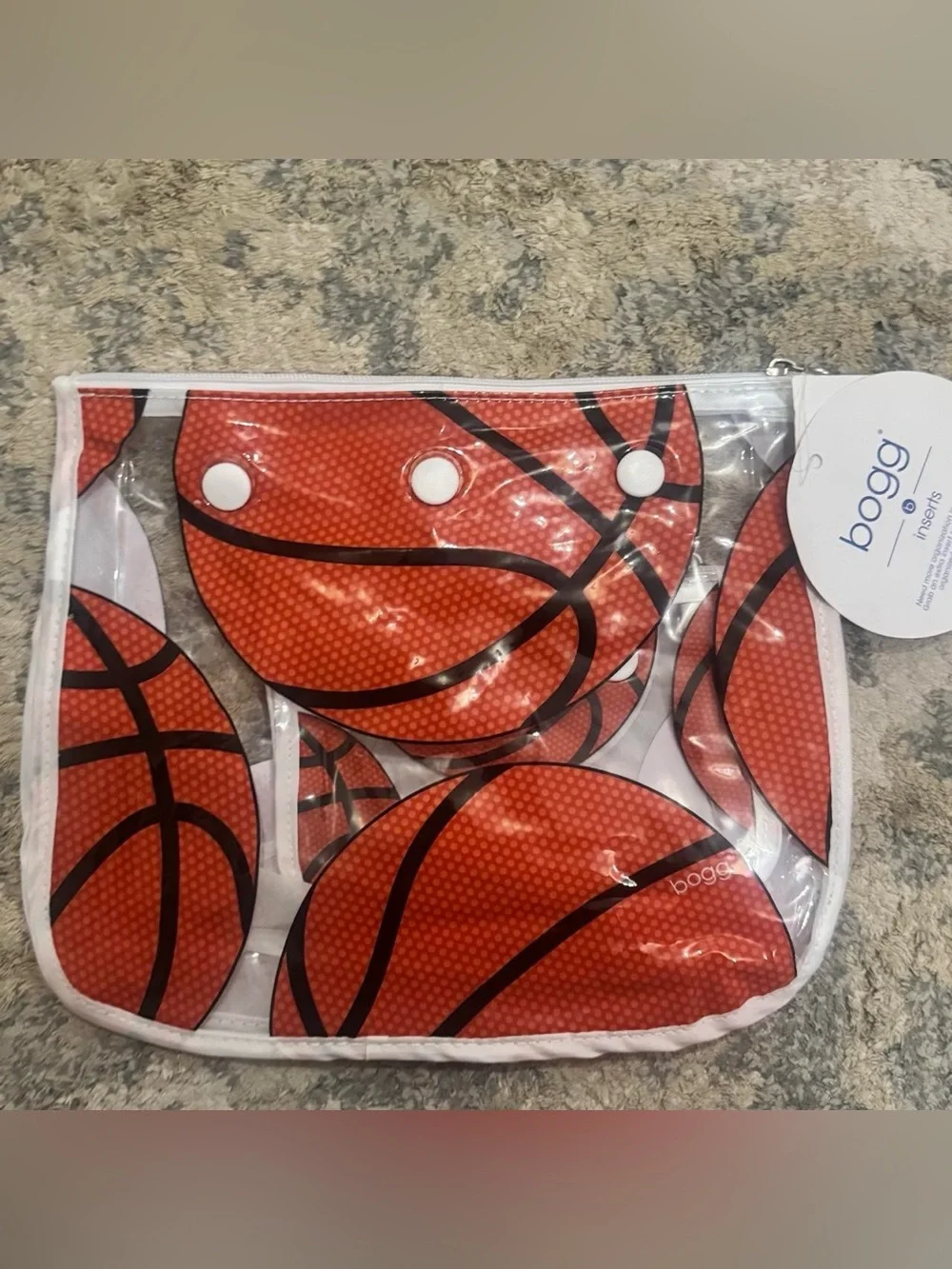 Bogg Clear Basketball Print Decorative Inserts Pouch - New